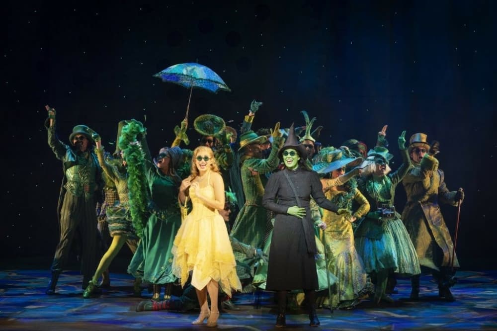 Wicked musical performance in Melbourne. Cast members in costume on stage. King's Birthday Weekend entertainment.